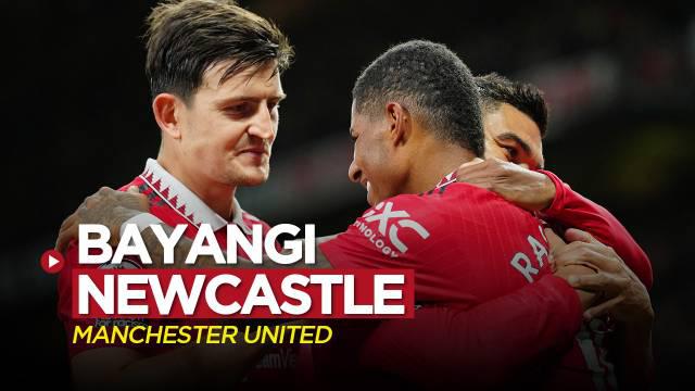 Berita motion grafis klasemen Liga Inggris (Premier League) 2022/2023 hingga pekan ke-14, di mana MU (Manchester United) membayangi Newcastle United.