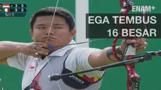 Pemanah putra Indonesia Ega Riau Agatha sukses mengalahkan pemanah nomor satu dunia, Kim Woojin dengan skor 6-2.