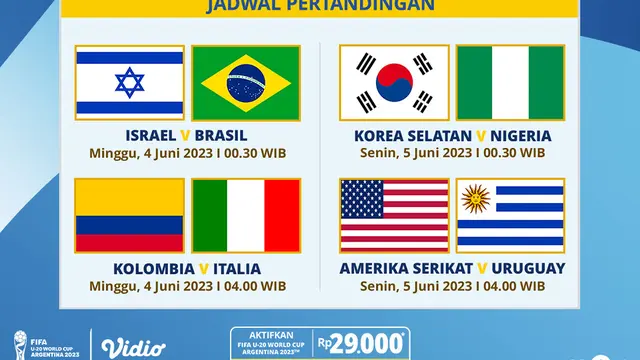 Jadwal Live Streaming Piala Dunia U-20 Argentina 2023 Babak Delapan Besar di Vidio