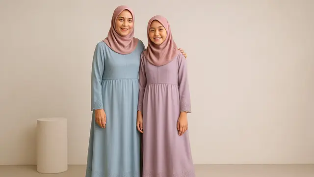 Rekomendasi Gamis Couple Ibu dan Anak untuk Datang ke Acara Perpisahan Sekolah/Ilustrasi gambar oleh AI