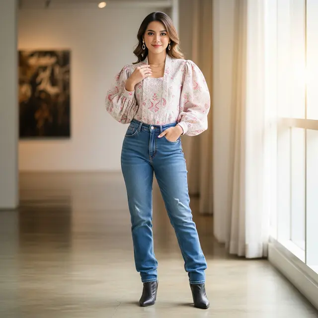 Model Kebaya Modern dengan Celana Jeans
