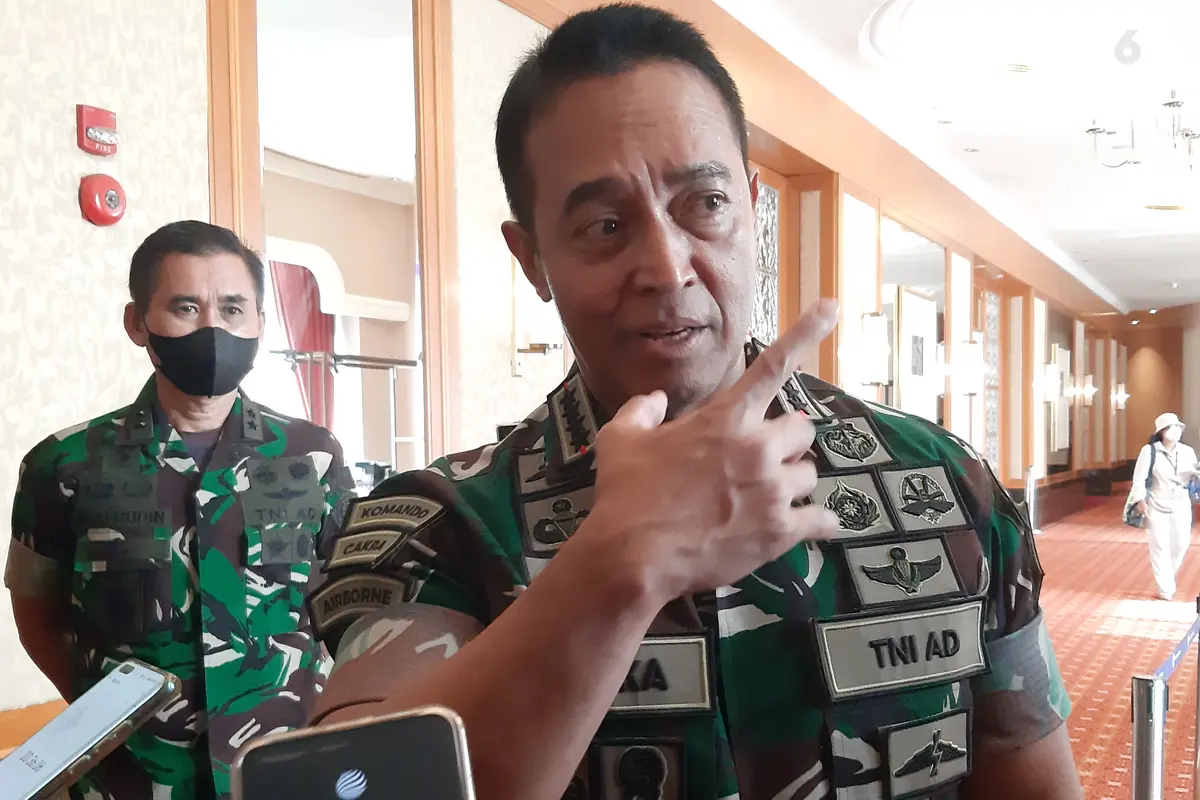 Jenderai TNI Andika Perkasa usai konferensi pers bersama Pertemuan dengan Laksamana John C. Aquilino, Komandan dari Komando Indo-Pasifik AS