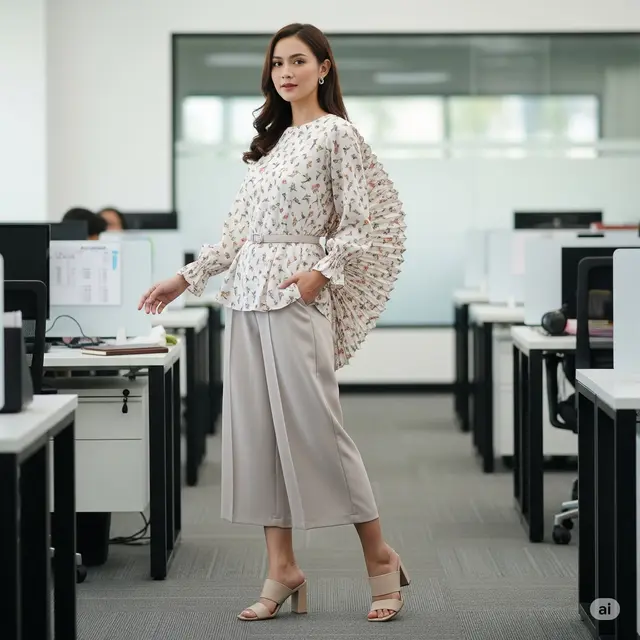 Blouse Ruffle & Lipit Detail-Oriented