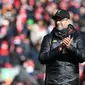 Jurgen Klopp puas dengan performa Liverpool saat mengalahkan Burnley pada laga pekan ke-30 Premier League 2018-19. (AFP/Paul Ellis)