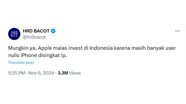 6 Cuitan Netizen Soal Alasan Apple Malas Investasi di Indonesia Ini Kocak Banget