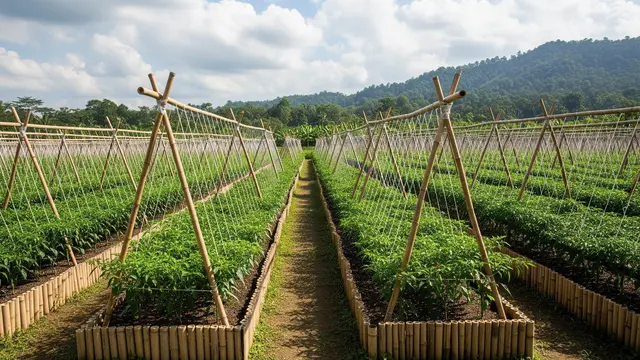 Ide Kebun Cabai Pakai Bambu Belah Gaya Kebun Tradisional