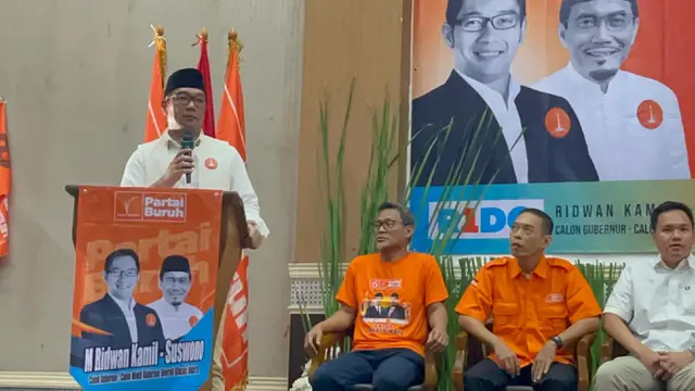 .Calon Gubernur (Cagub) Jakarta Nomor Urut 1 Ridwan Kamil di Gedung KNPI, Velodrome, Jakarta Timur.