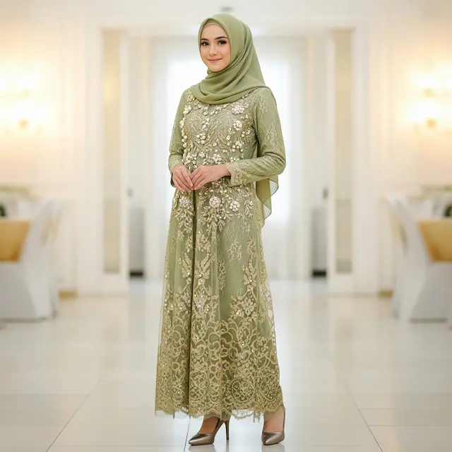 Model Gamis Brokat Busui