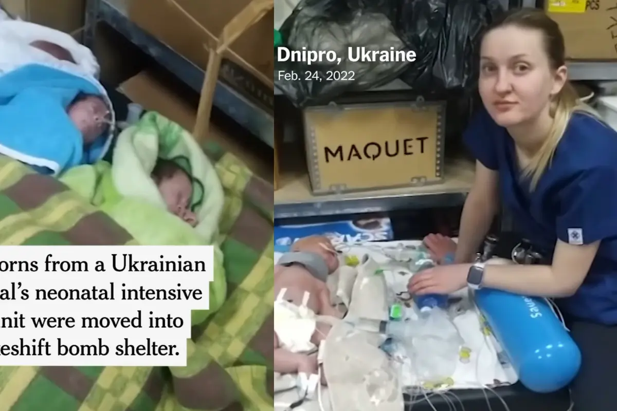 Bayi baru lahir di rumah sakit Ukraina usai serangan dari Rusia. (Sumber: Instagram @nytimes)