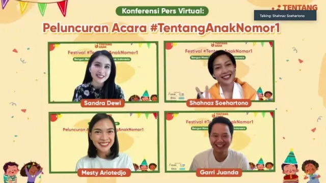 Sandra Dewi saat menghadiri virtual zoom Tentang Anak (ist)