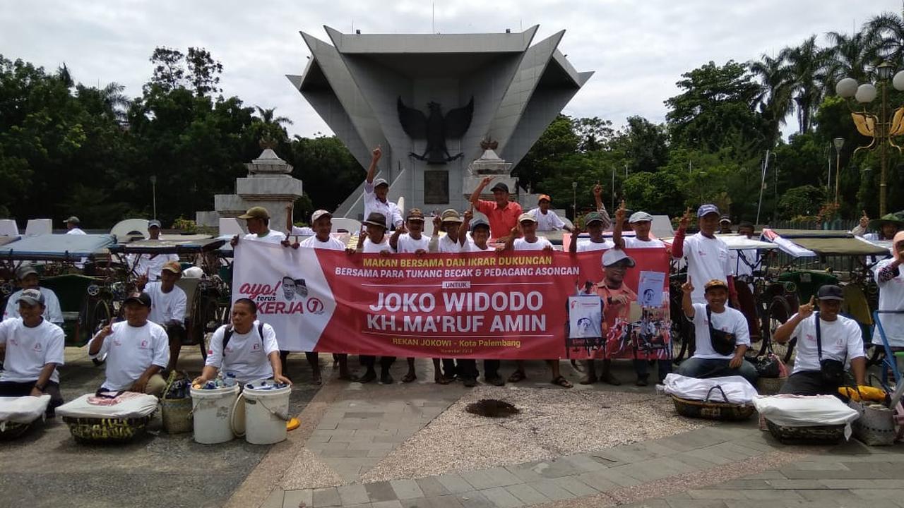 Ratusan Tukang Becak di Palembang Deklarasi Dukungan Jokowi-Ma’aruf