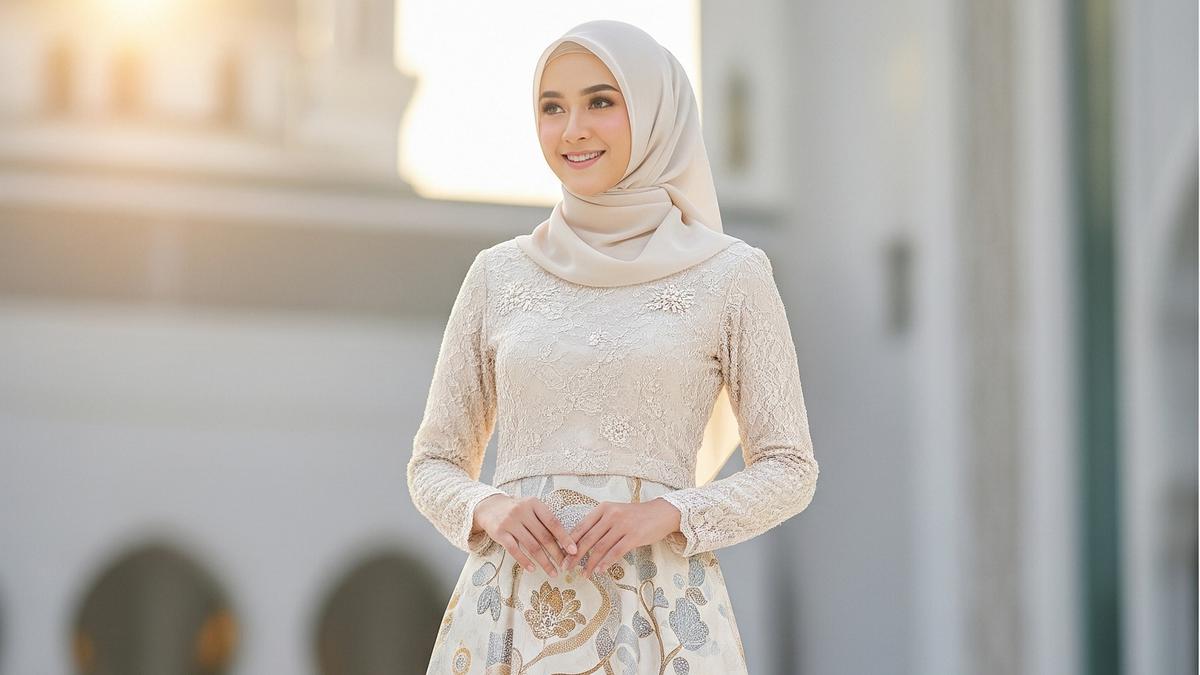 7 Tren Model Gamis Batik Brokat Ivory Terbaru untuk Ramadan 2026, Warna Soft yang Elegan