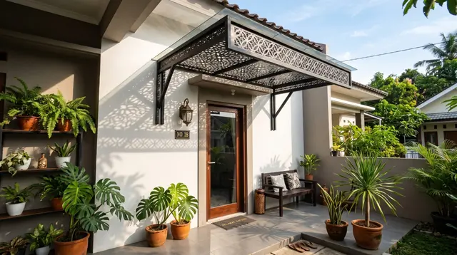 10 Model Kanopi Kecil di Atas Pintu Rumah, Desain Estetik Melindungi dari Hujan dan Panas
