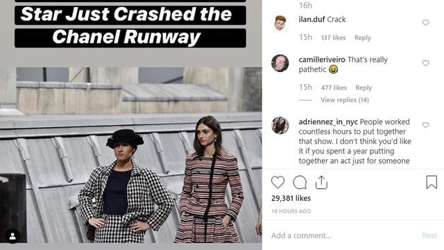 Marie Benoliel di Chanel fashion show (Instagram/ mariesinfiltre)