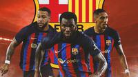 Barcelona - Memphis Depay, Franck Kessie, Raphinha (Bola.com/Adreanus Titus)