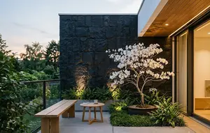 6 Ide Teras Rumah dengan Tabebuya Mini dan Batu Alam, Bikin Fasad Hunian Makin Asri dan Elegan