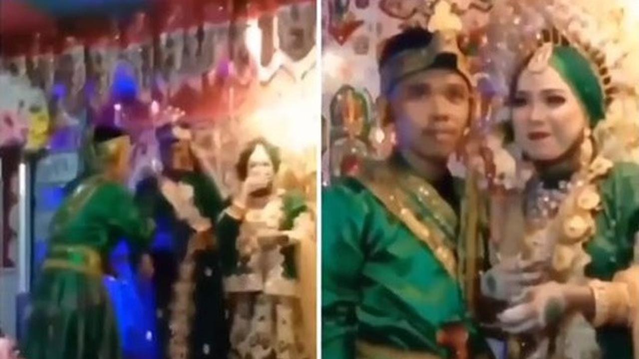 Aksi Kocak Pria Pakai Baju Persis Pengantin di Pernikahan Mantan