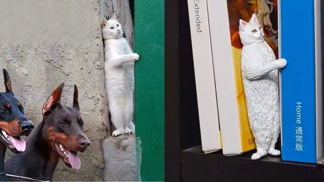 Seniman Jepang Ini Buat Patung yang Terinspirasi dari Foto Unik Kucing