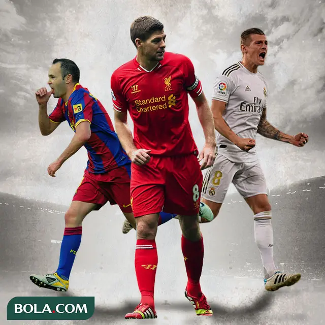 Ilustrasi Pemain - Andres Iniesta, Steven Gerrard, Toni Kroos