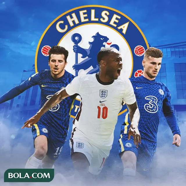 Chelsea - Raheem Sterling dikelilingi Ben Chilwell dan Timo Werner