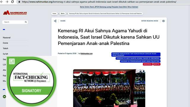 Cek Fakta. Banner Screenshot blog soal pengakuan agama Yahudi