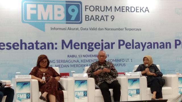 Dalam Forum Merdeka Barat 9, Ketua DJSN Tubagus Choesni mengatakan bahwa kenaikan iuran bakal meningkatkan pelayanan kesehatan. (Foto: Giovani Dio Prasasti/Liputan6.com)