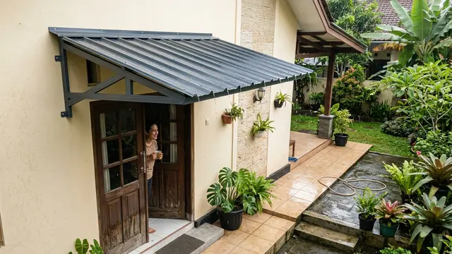 Kanopi Atap Metal untuk Perlindungan yang Lebih Tertutup (AI Generated)