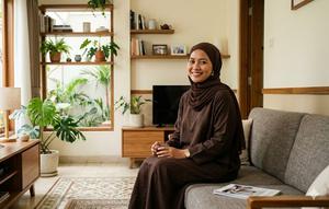 Model Gamis Lebaran Earth tone yang Bisa Dipakai Ngantor (Foto: Gemini)