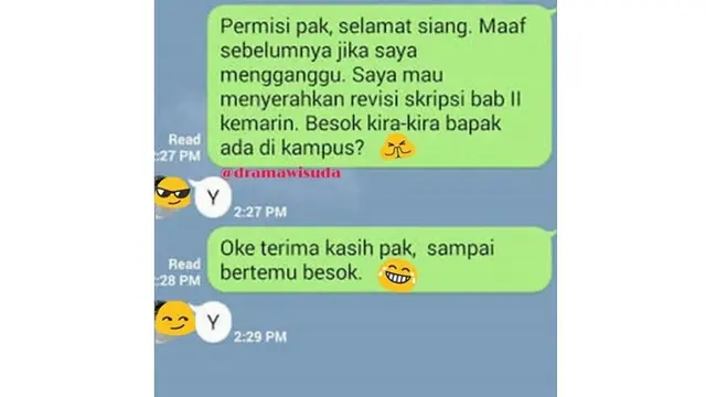 6 Chat Mahasiswa ke Dosen Bilang 'Permisi Pak' Ini Balasannya Kocak