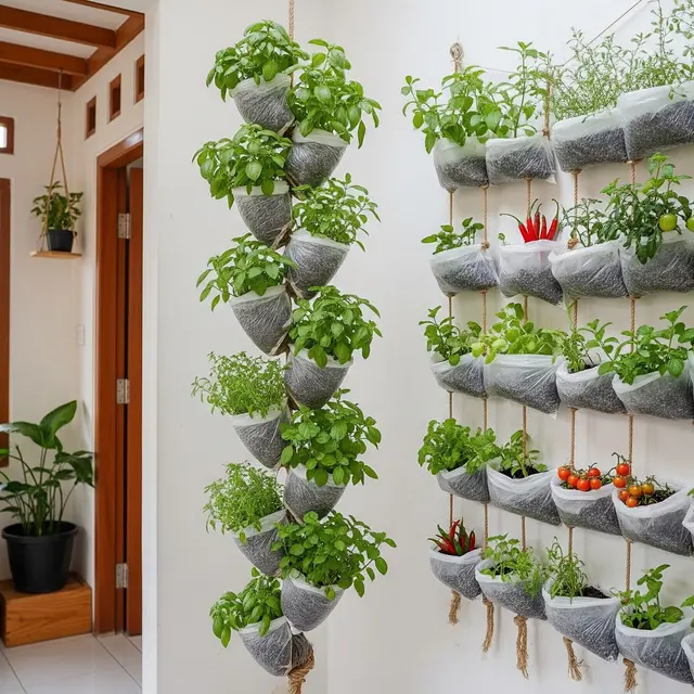 9 Desain Kebun Sayur Vertikal dari Kantong Kresek, Solusi Mandiri Pangan di Lahan Sempit