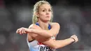 Atlet cantik asal Ingris, Meghan Beesley tengah bersiap mengikuti lari 400m putri pada ajang IAAF World Championships 2017 di London Stadium, (7/8/2017). (AFP/Kirill Kudryavtsev)