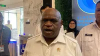 Menteri Hak Asasi Manusia (HAM) Natalius Pigai saat ditemui awak media di Kantor Kementerian HAM, Jakarta Selatan, Selasa (15/4/2025). (Dok. Istimewa)