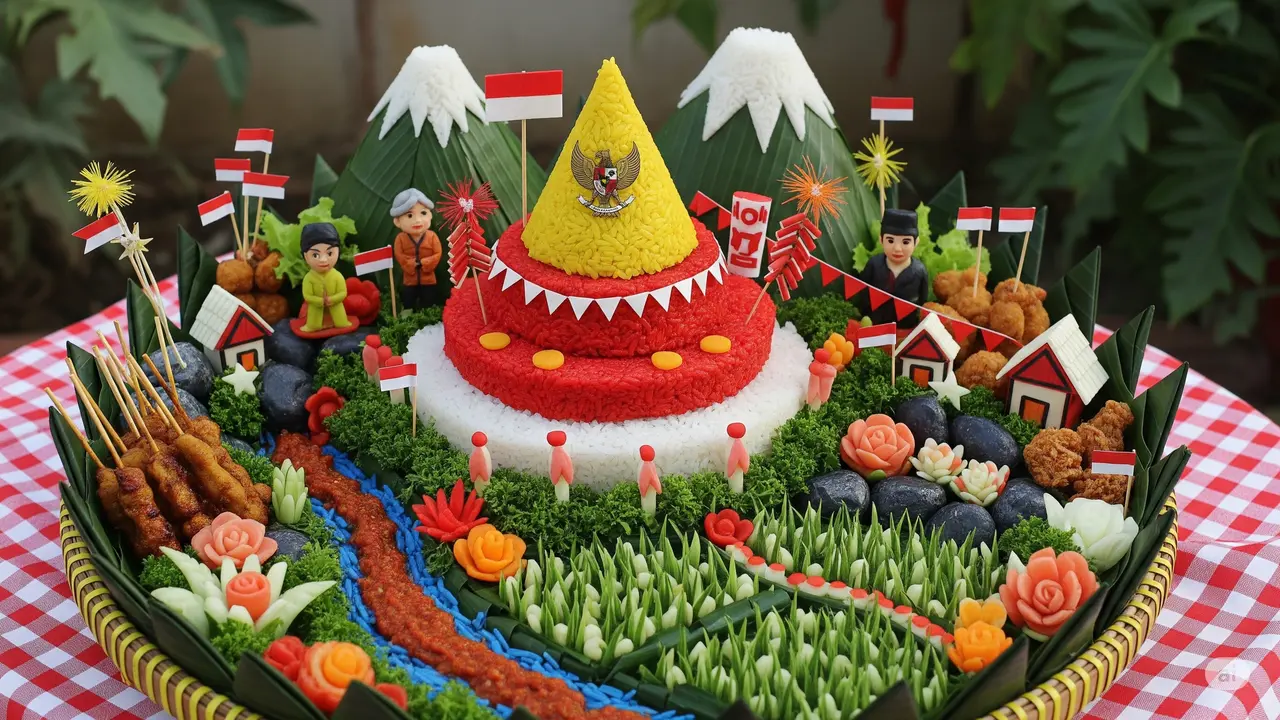 Cara Menghias Tumpeng Sederhana Tapi Cantik untuk Lomba 17 Agustus/Ilustrasi Gambar AI