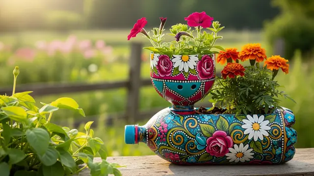 DIY Pot Bunga dari Botol Bekas. Foto: AI Generated