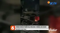 Tungku peleburan pabrik baja, PT Jaya Mestika Indonesia di Jalan Letjen Soeprapto, Desa Tumapel, Kecamatan Dlanggu, Kabupaten Mojokerto, Jawa Timur, ini meledak saat para pegawai tengah bekerja.