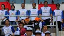 Rachmat Gobel (kedua kanan belakang) saat menghadiri Family Gathering Karyawan PT.Panasonic Gobel, Jakarta, Minggu (11/10/2015). Panasonic Gobel berkomitmen akan terus membangun industri untuk kepentingan ekonomi nasional. (Liputan6.com/Faizal Fanani)