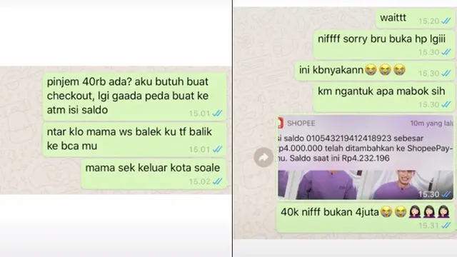 Pinjam Rp 40 Ribu, Wanita Ini Malah Dikirimkan Rp 4 Juta Oleh Kekasihnya