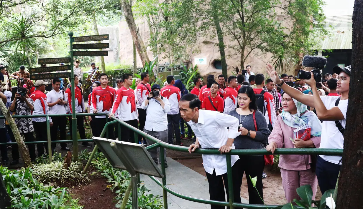 Presiden Joko Widodo bersama keluarga saat berlibur di Kebun Binatang Ragunan, Jakarta, Kamis (29/6). Mengisi libur Lebaran, Jokowi beserta keluarga memanfaatkannya untuk berlibur di kebun binatang beserta keluarga. (Liputan6.com/Angga Yuniar)