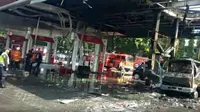 Kondisi SPBU Berbek Industri, Sidoarjo pasca kebakaran, Kamis (8/3/2017). (Capture video Abidin suarasurabaya.net)