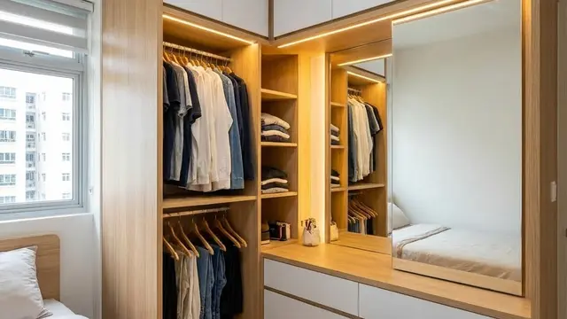 Desain Walk-In Closet di Kamar Sempit