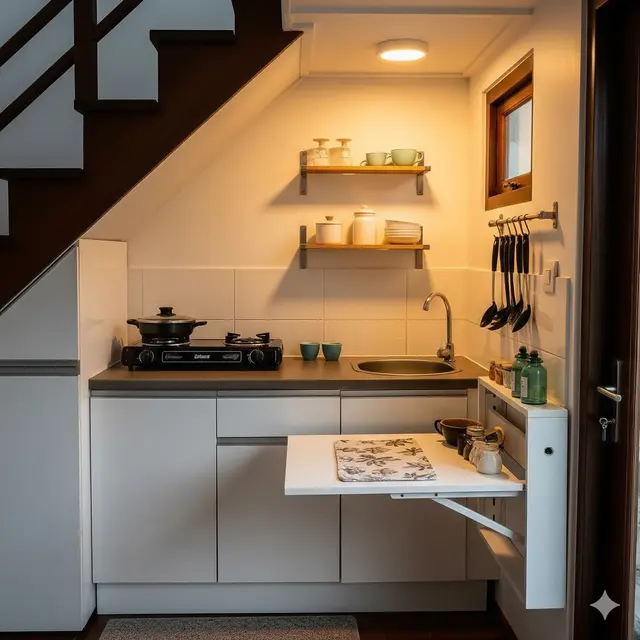Inspirasi Dapur Bawah Tangga untuk Rumah Sempit 2 Lantai. Gemini