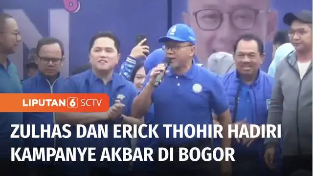 Ketua Umum Partai Amanat Nasional, Zulkifli Hasan bersama Menteri BUMN, Erick Thohir menghadiri kampanye akbar di Lapangan Semeru, Kota Bogor. Partai berlogo matahari ini optimistis bisa menjadi partai besar dengan meraup suara besar di wilayah Jawa ...