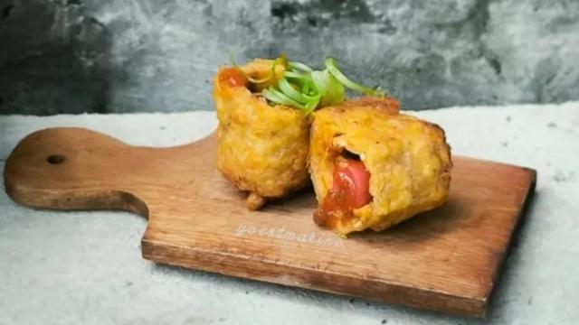 Resep tempe gulung sosis bolognese. (dok. Cookpad @yoestmarine)