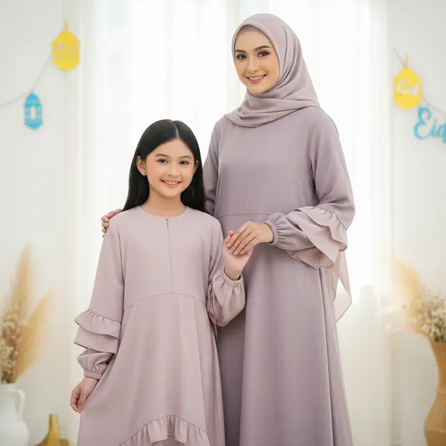 Model Gamis Kombinasi Couple Ibu dan Anak untuk Lebaran 2026