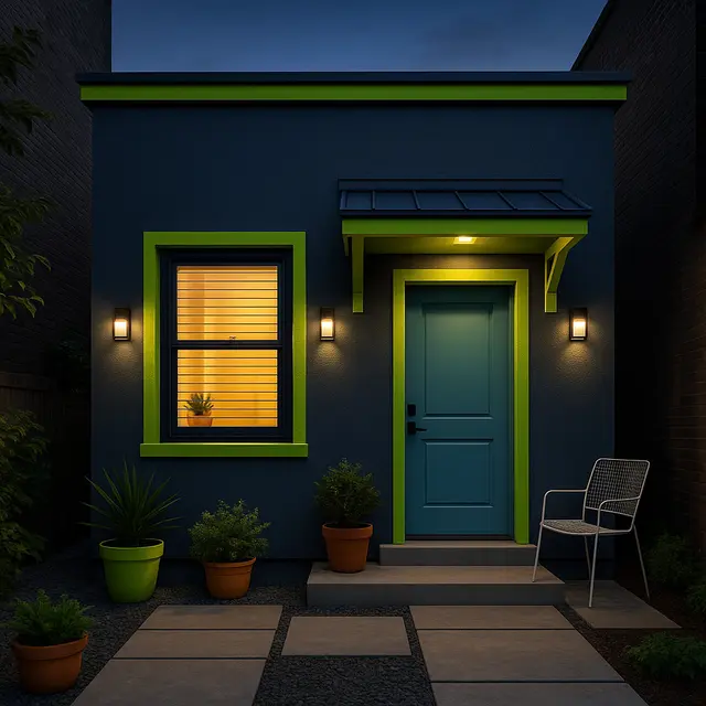 7 Model Rumah Kecil Warna Hijau dengan Biru yang Elegan di Lahan Sempit, Bikin Hunian Jadi Segar dan Menawan