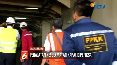 Salah satunya KMP Gemilang 7 saat sandar di dermaga 1 Padang Bai. Tim memeriksa kelengkapan dokumen kapal, termasuk ijasah dan lisensi para perwira kapal.