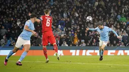 Anak asuh Pep Guardiola menang telak tiga gol tanpa balas atas tamu mereka, Bayern Munchen. (AP Photo/Dave Thompson)