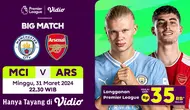Manchester City vs Arsenal, Minggu, 31 Maret 2024. (Sumber: Dok. Vidio.com)