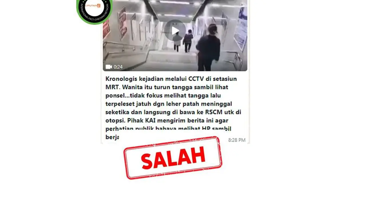 Cek Fakta wanita meninggal dunia karena jatuh di tangga MRT Jakarta