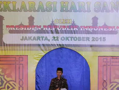 Presiden Joko Widodo meresmikan Hari Santri Nasional pada 22 Oktober di Masjid Istiqlal, Jakarta, Kamis (22/10/2015). Penetapan Hari Santri Nasional adalah bagian dari semangat mencintai Bangsa dan Negara Indonesia. (Liputan6.com/Faizal Fanani)